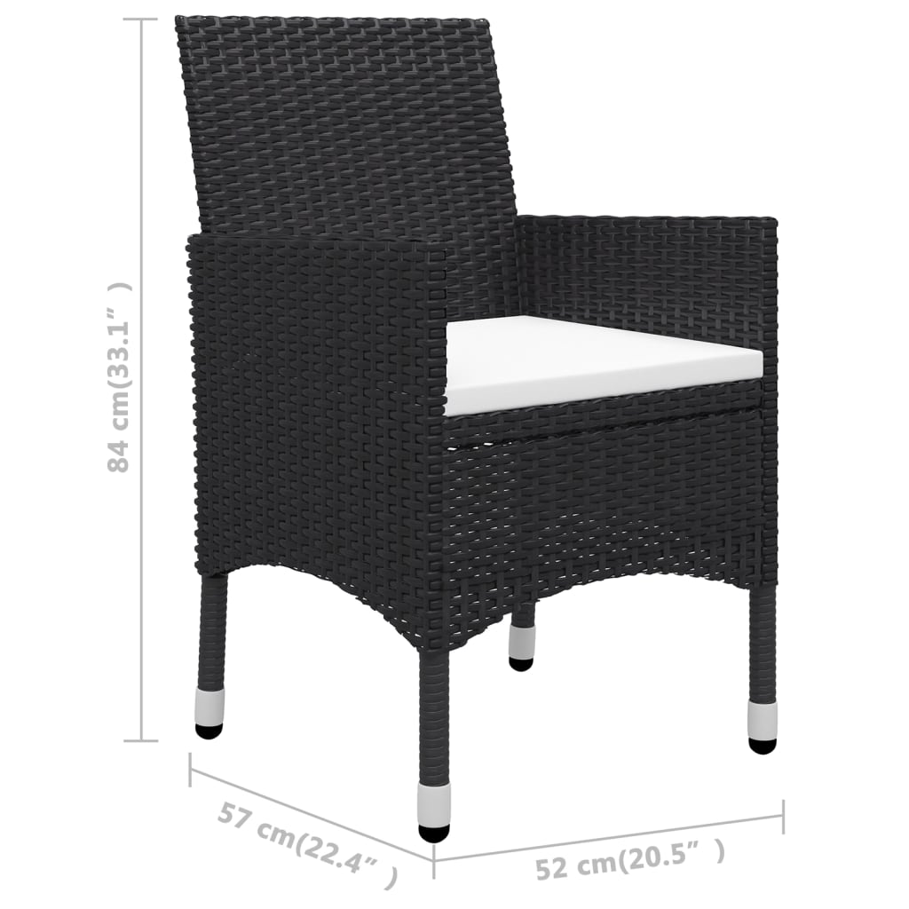 3-Tlg. Bistro-Set Poly Rattan Und Akazienholz