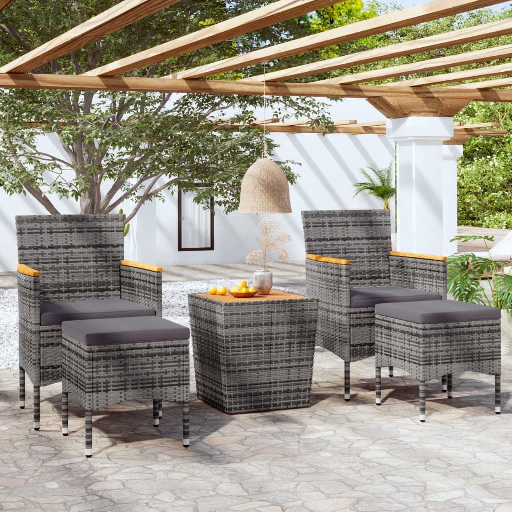 3-Tlg. Bistro-Set Poly Rattan Und Akazienholz