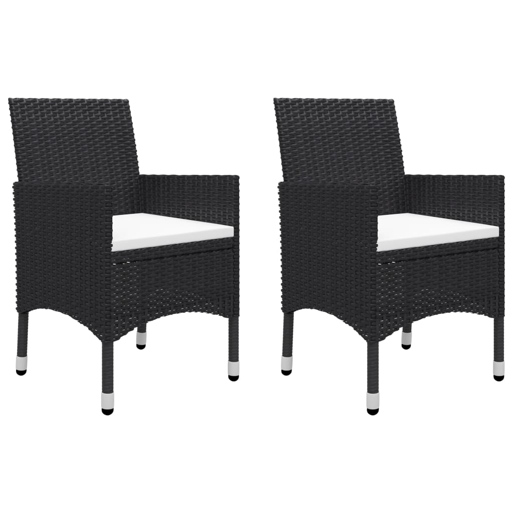 3-Tlg. Bistro-Set Poly Rattan Und Hartglas