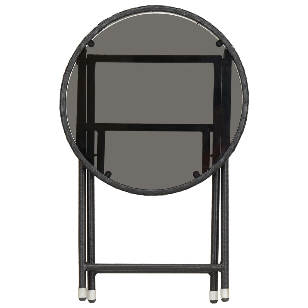 3-Tlg. Bistro-Set Poly Rattan Und Hartglas