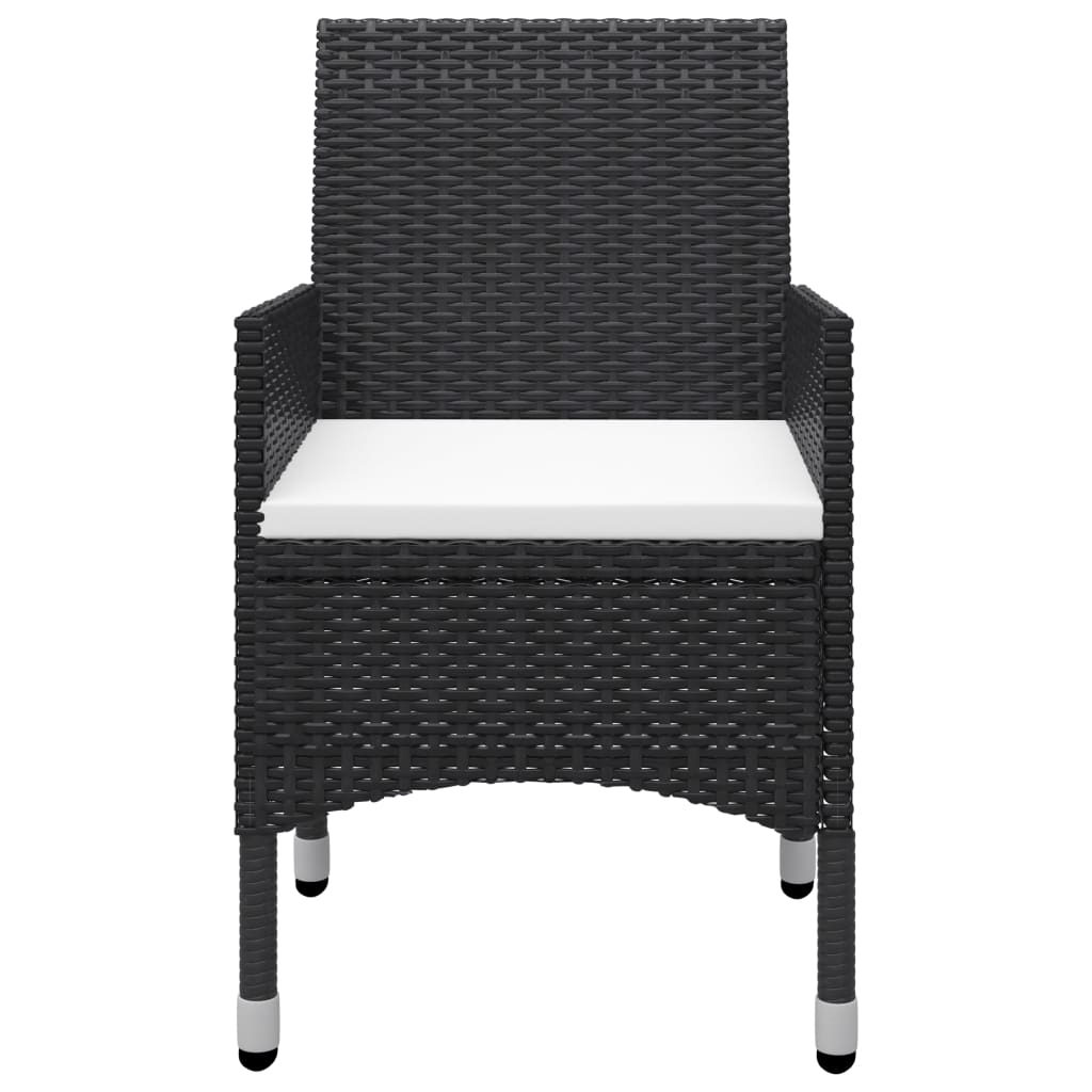 3-Tlg. Bistro-Set Poly Rattan Und Hartglas