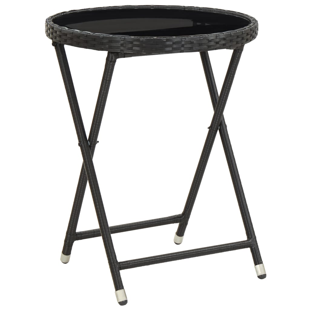 3-Tlg. Bistro-Set Poly Rattan Und Hartglas