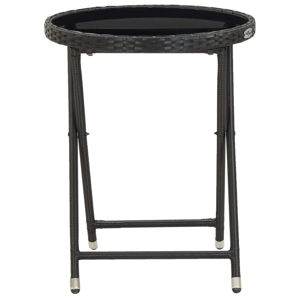 3-Tlg. Bistro-Set Poly Rattan Und Hartglas