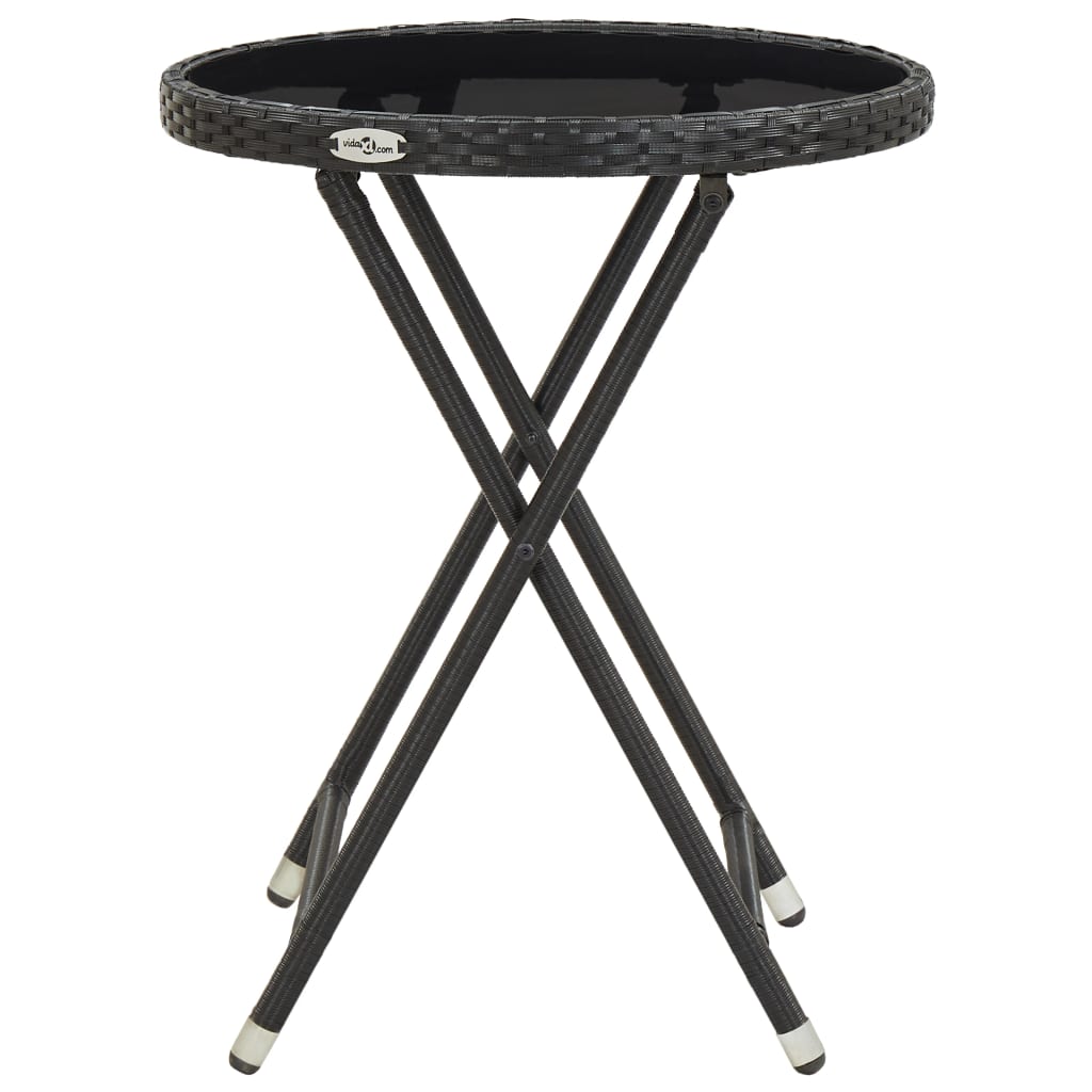 3-Tlg. Bistro-Set Poly Rattan Und Hartglas