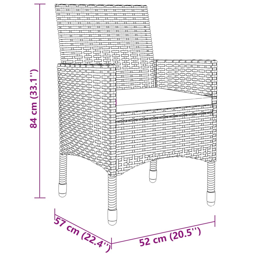3-Tlg. Garten-Essgruppe Poly Rattan