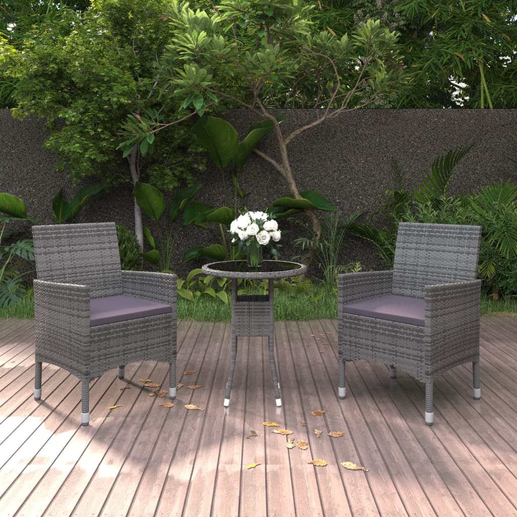 3-Tlg. Garten-Essgruppe Poly Rattan