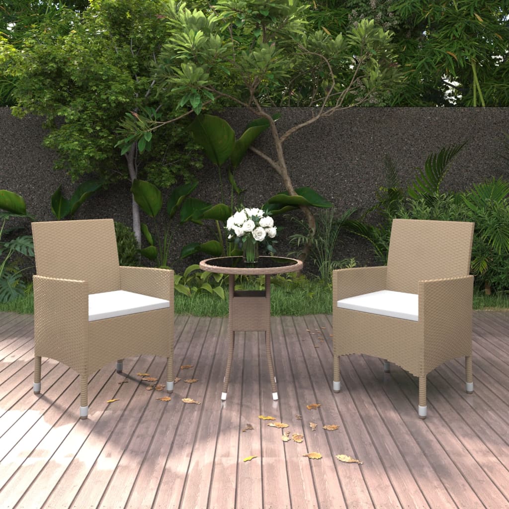 3-Tlg. Garten-Essgruppe Poly Rattan