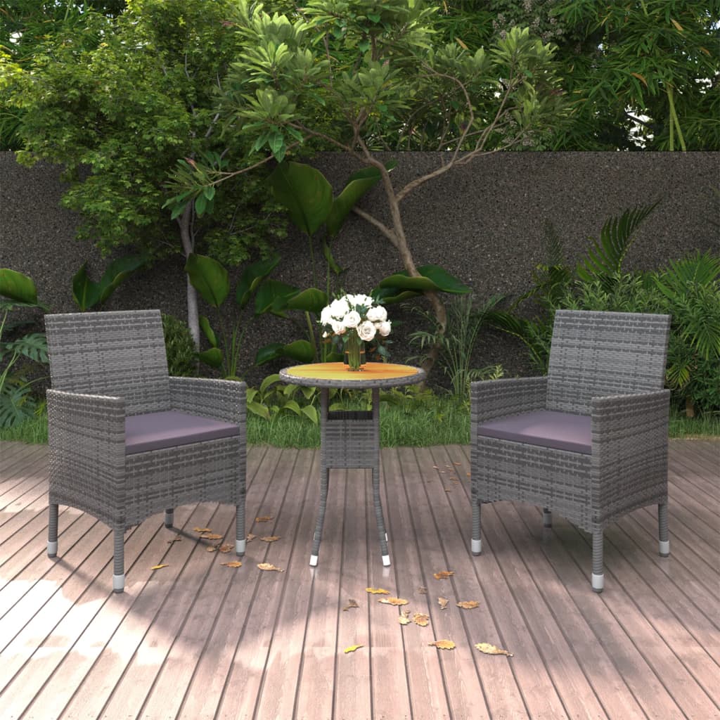3-Tlg. Garten-Essgruppe Poly Rattan