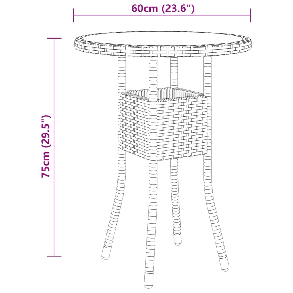 3-Tlg. Garten-Essgruppe Poly Rattan