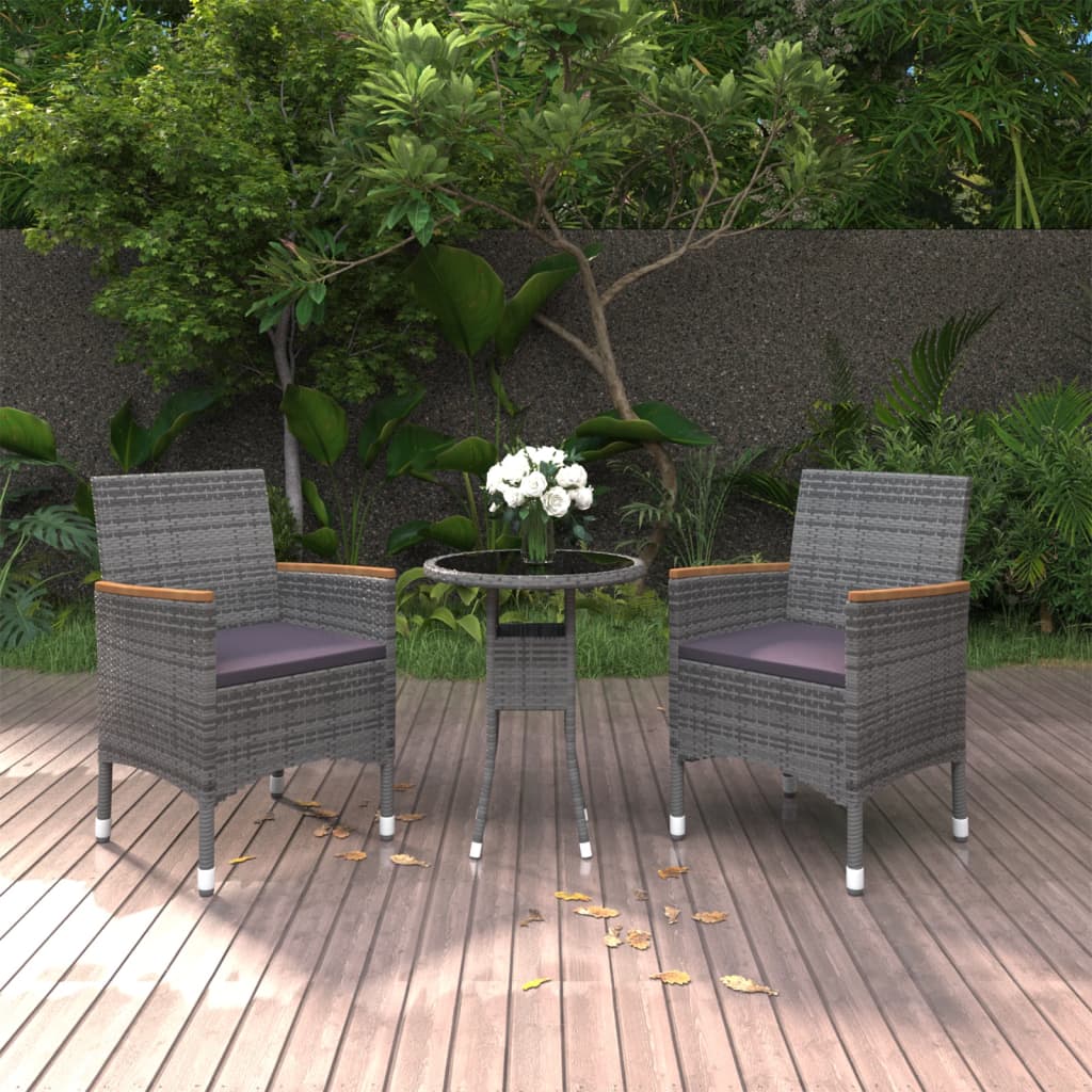 3-Tlg. Garten-Essgruppe Poly Rattan