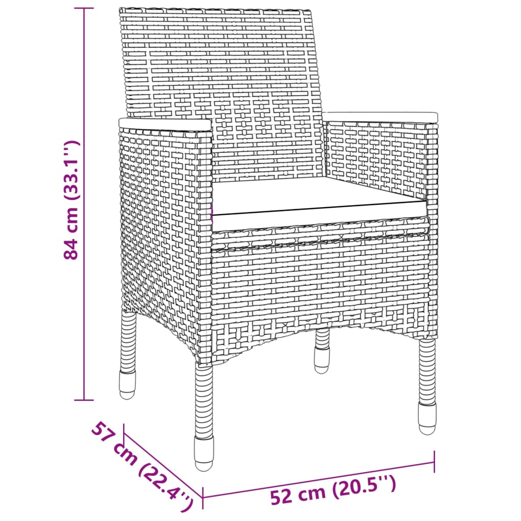 3-Tlg. Garten-Essgruppe Poly Rattan