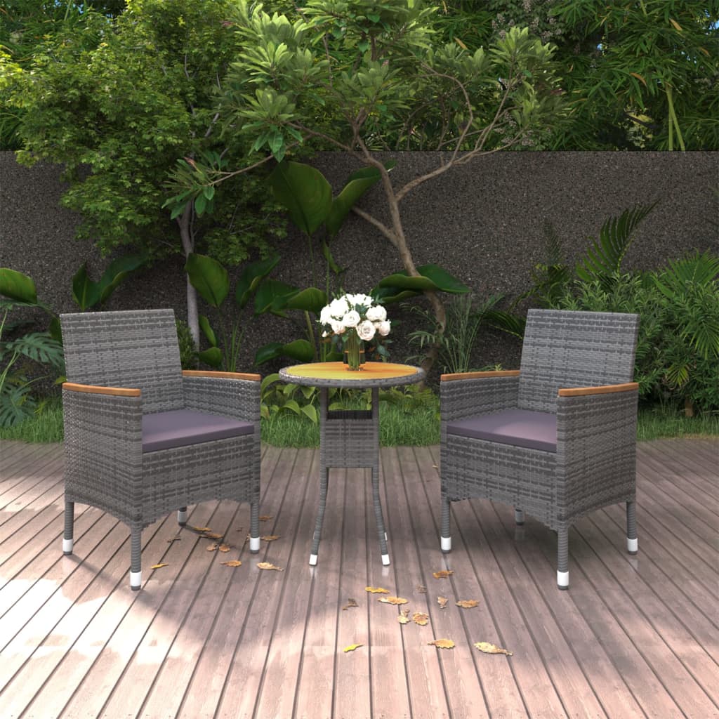 3-Tlg. Garten-Essgruppe Poly Rattan