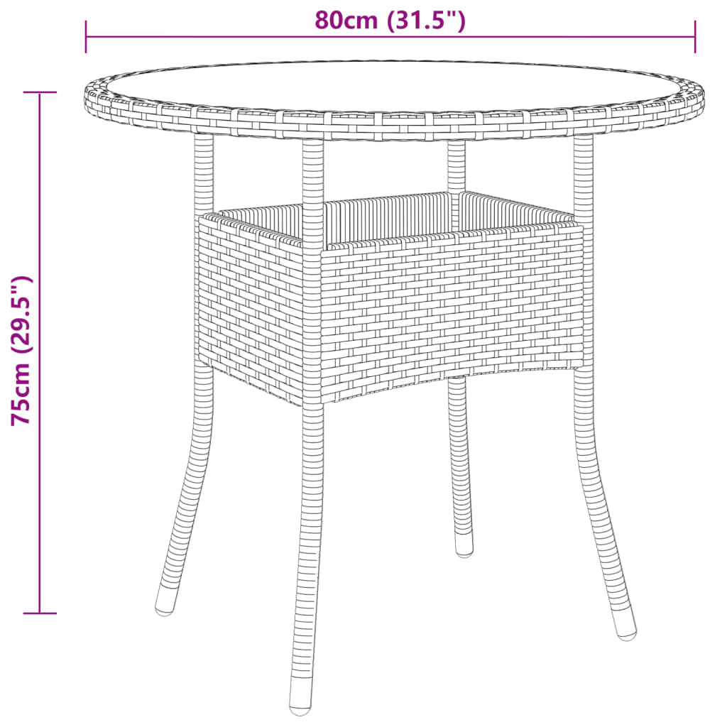 3-Tlg. Garten-Essgruppe Poly Rattan