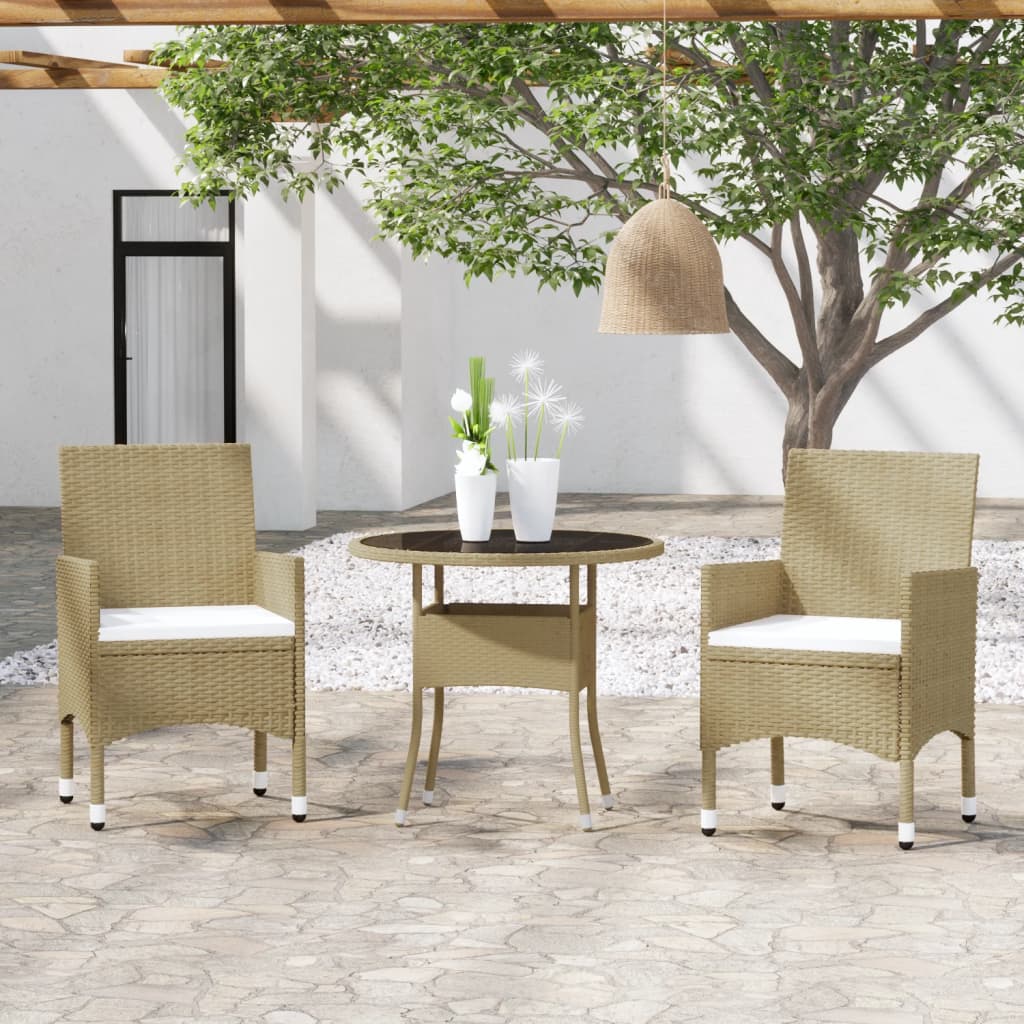 3-Tlg. Garten-Essgruppe Poly Rattan