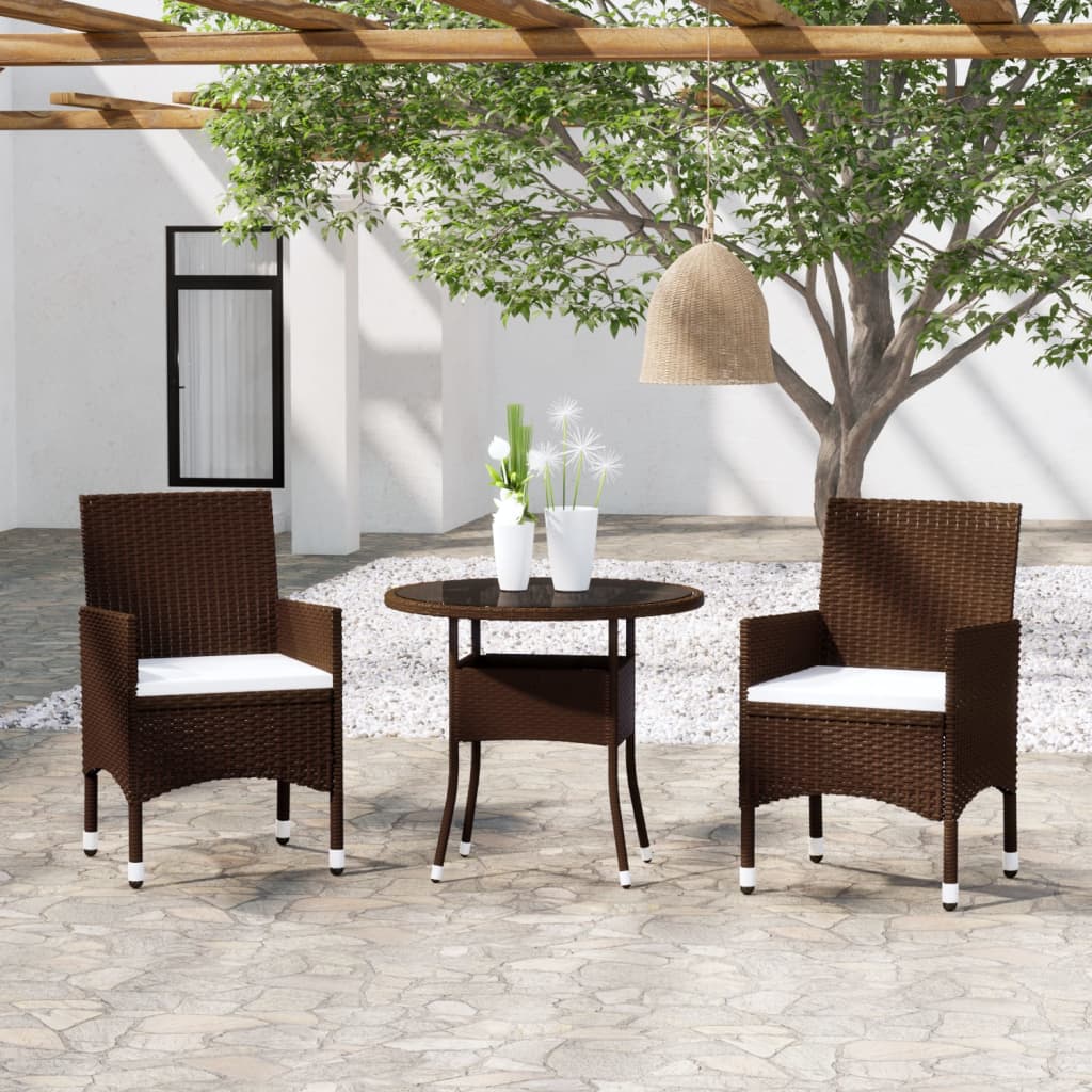 3-Tlg. Garten-Essgruppe Poly Rattan