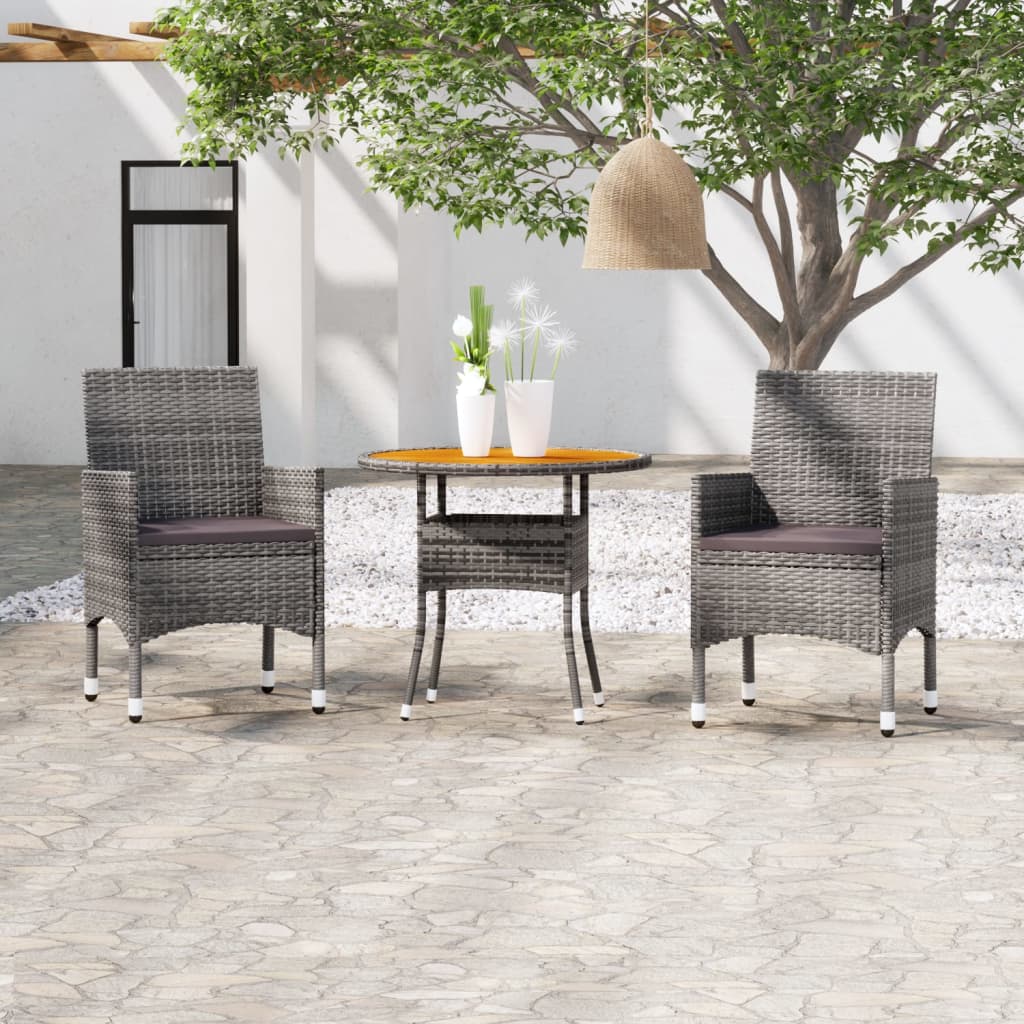 3-Tlg. Garten-Essgruppe Poly Rattan