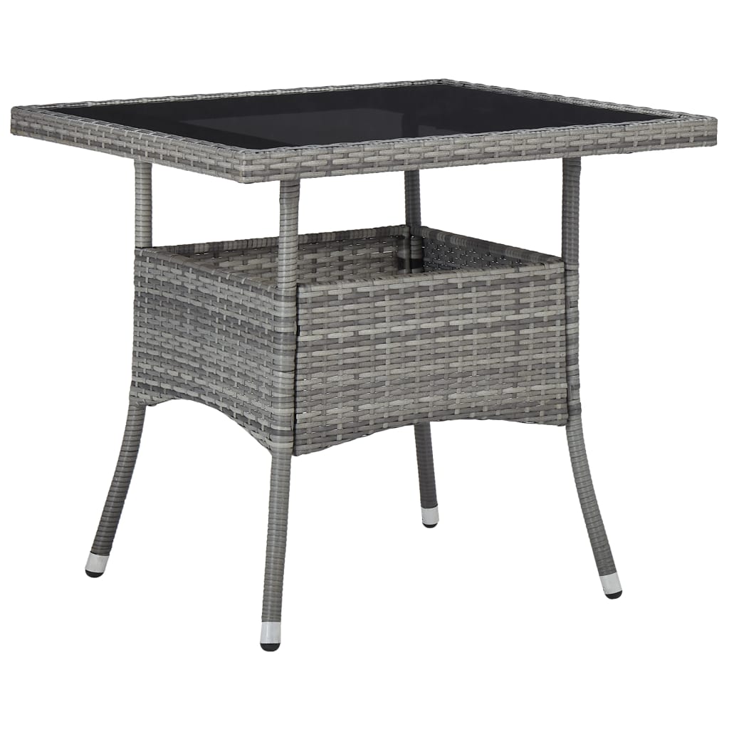 3-Tlg. Garten-Essgruppe Poly Rattan Und Glas