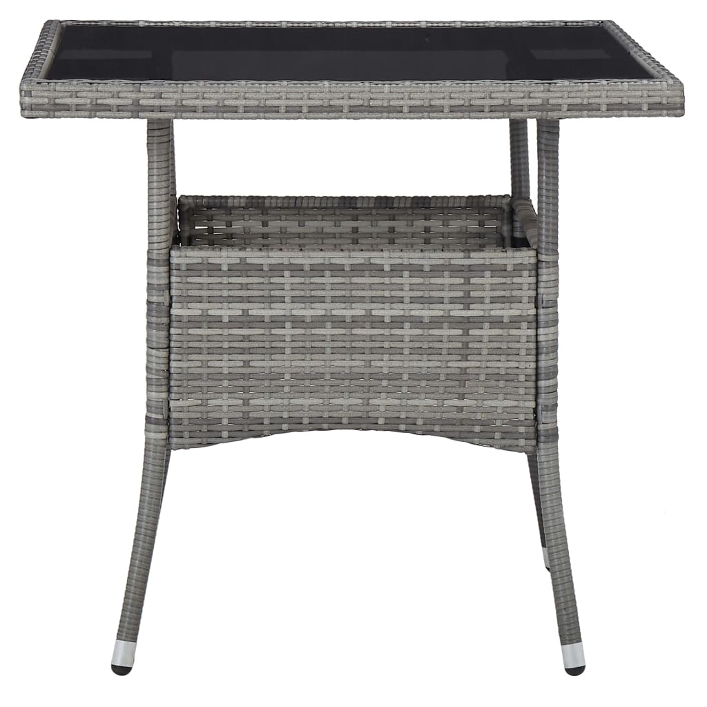 3-Tlg. Garten-Essgruppe Poly Rattan Und Glas