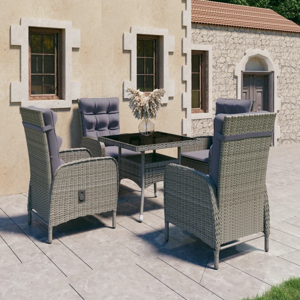 3-Tlg. Garten-Essgruppe Poly Rattan Und Glas