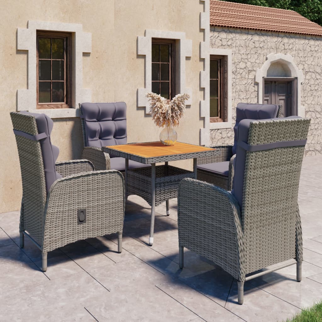 3-Tlg. Garten-Essgruppe Poly Rattan Und Glas