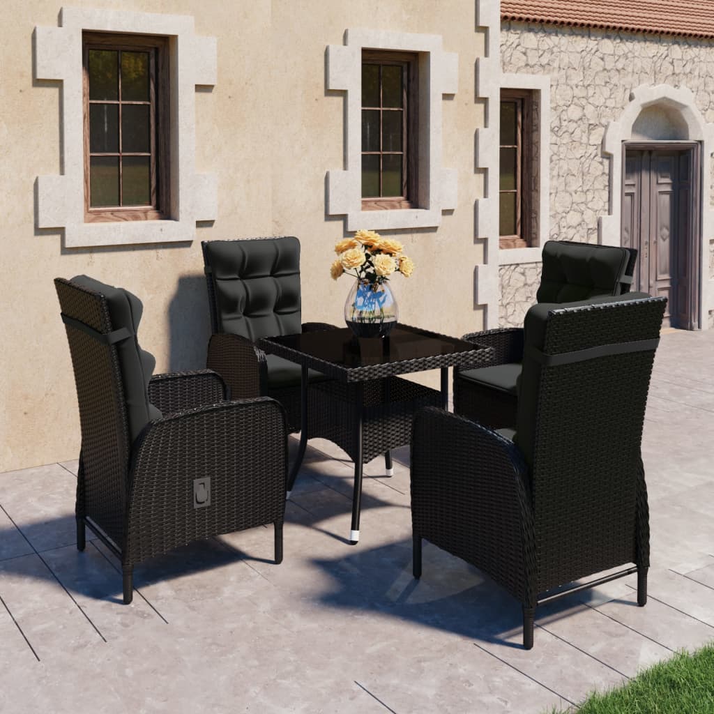 3-Tlg. Garten-Essgruppe Poly Rattan Und Glas