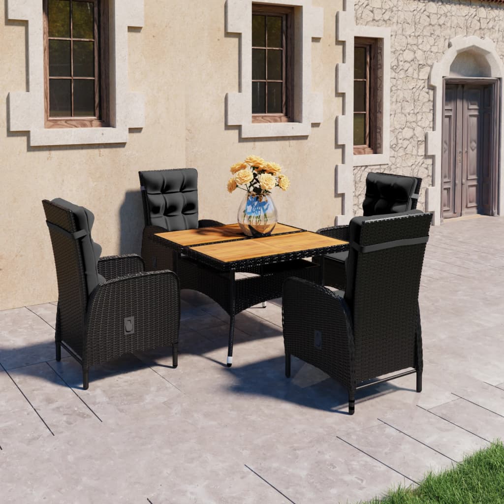 3-Tlg. Garten-Essgruppe Poly Rattan Und Glas