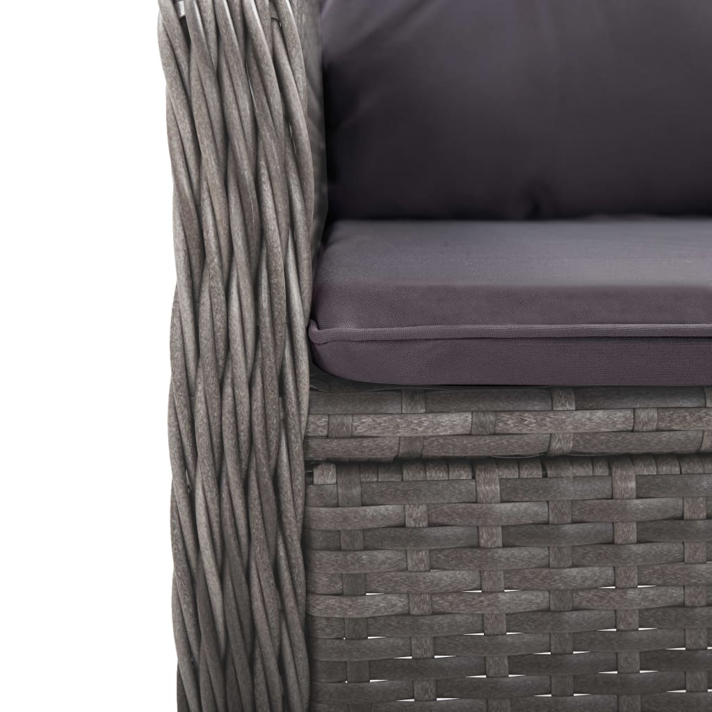 3-Tlg. Bistro-Set Poly Rattan Und Glas