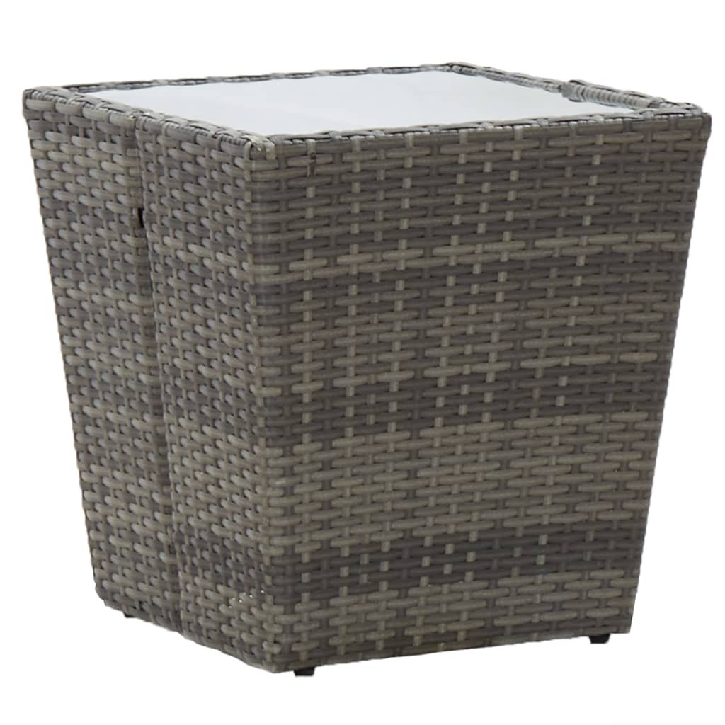 3-Tlg. Bistro-Set Poly Rattan Und Glas