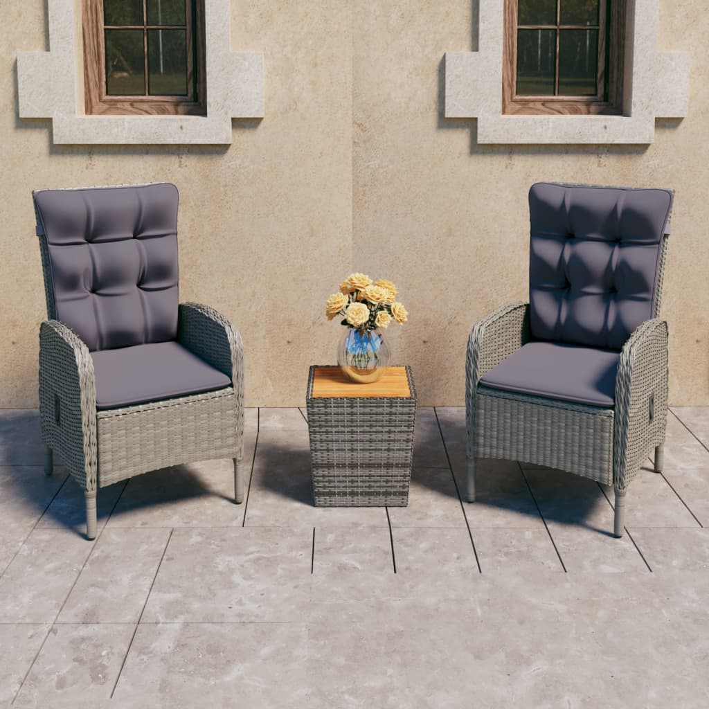 3-Tlg. Bistro-Set Poly Rattan Und Glas