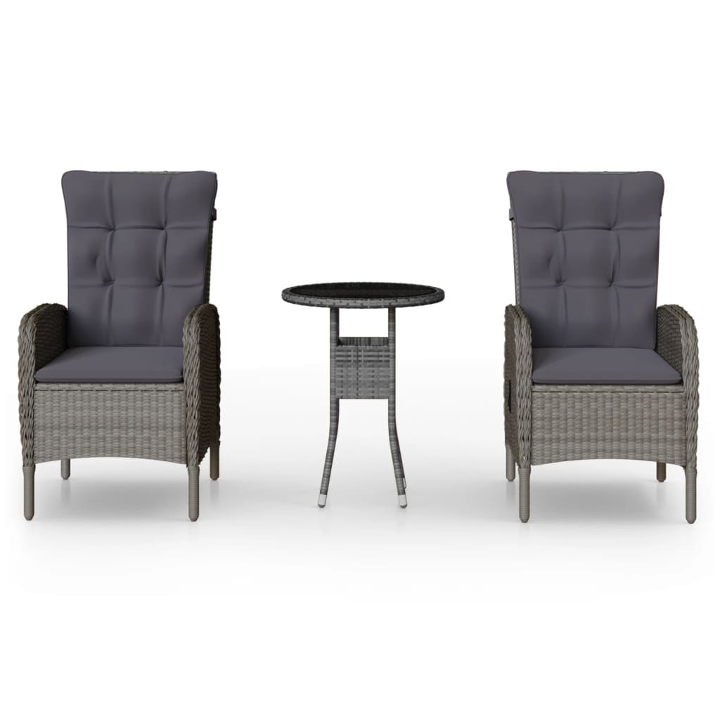 3-Tlg. Garten-Bistro-Set Poly Rattan