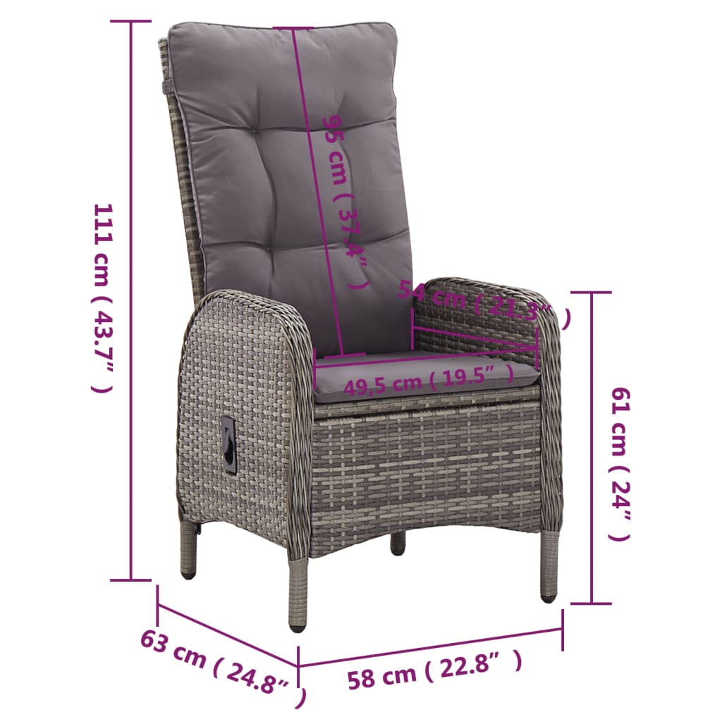 3-Tlg. Garten-Bistro-Set Poly Rattan