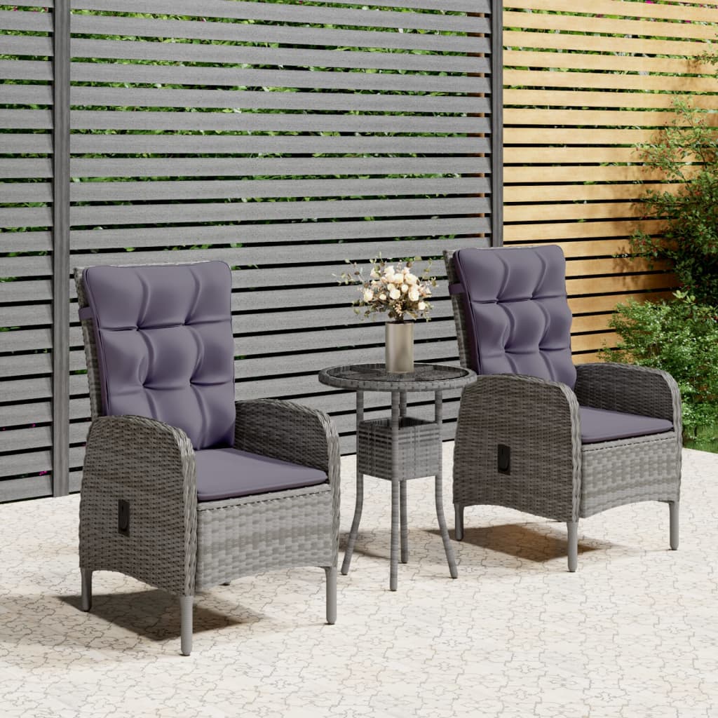 3-Tlg. Garten-Bistro-Set Poly Rattan