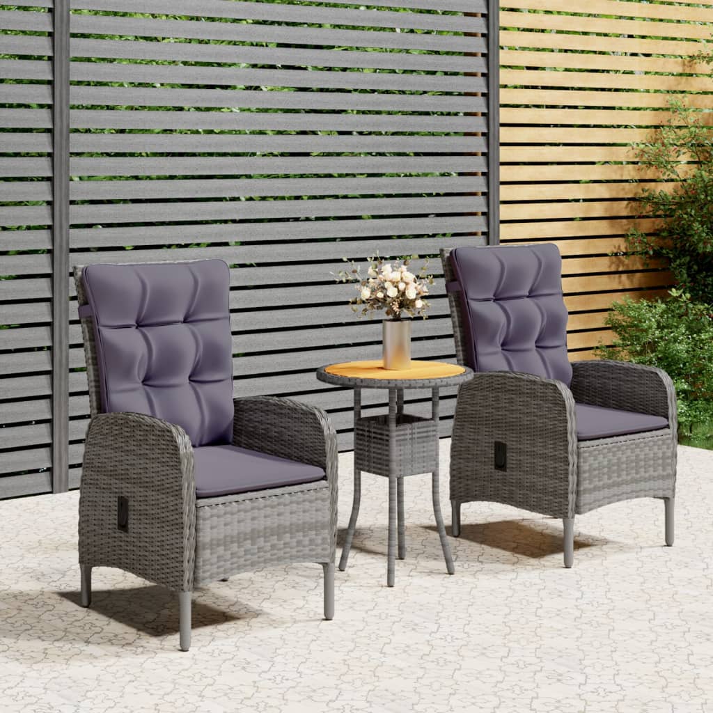 3-Tlg. Garten-Bistro-Set Poly Rattan