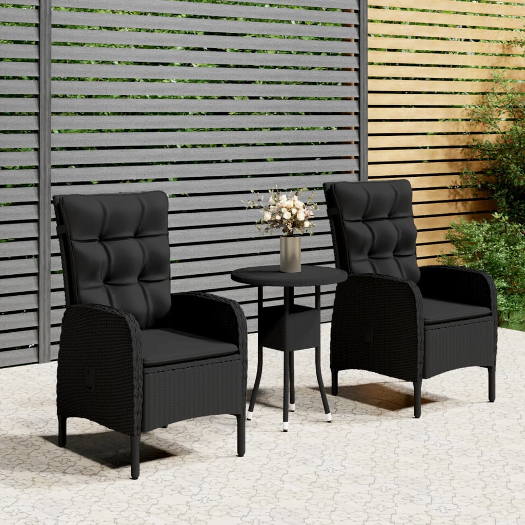 3-Tlg. Garten-Bistro-Set Poly Rattan