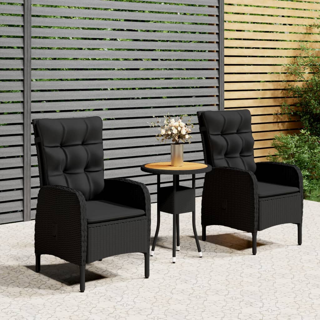 3-Tlg. Garten-Bistro-Set Poly Rattan