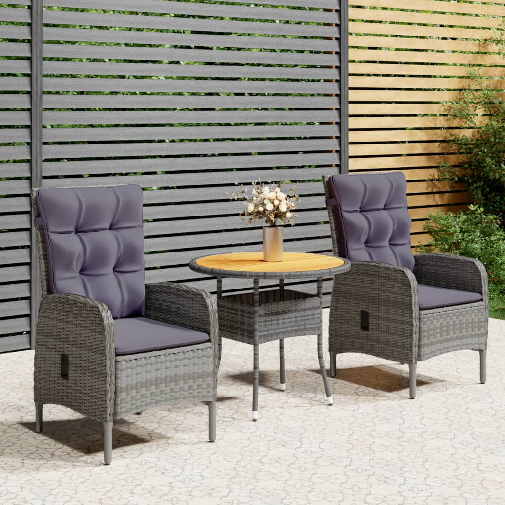 3-Tlg. Garten-Bistro-Set Poly Rattan