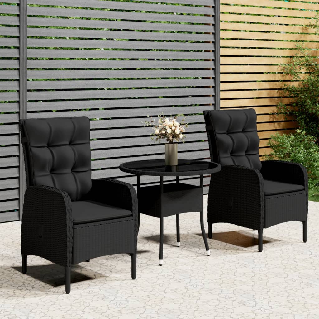 3-Tlg. Garten-Bistro-Set Poly Rattan