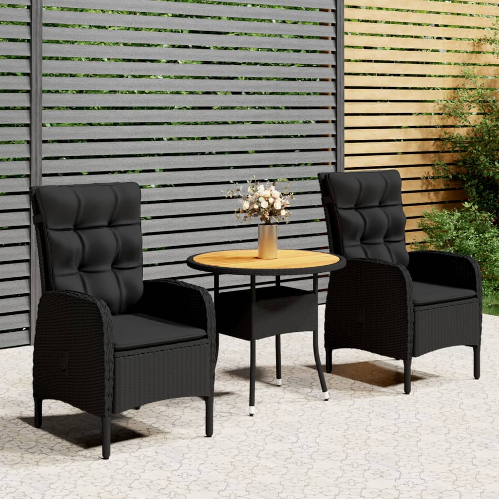 3-Tlg. Garten-Bistro-Set Poly Rattan