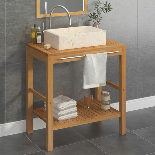 Waschtisch Massivholz Teak Mit Waschbecken Marmor