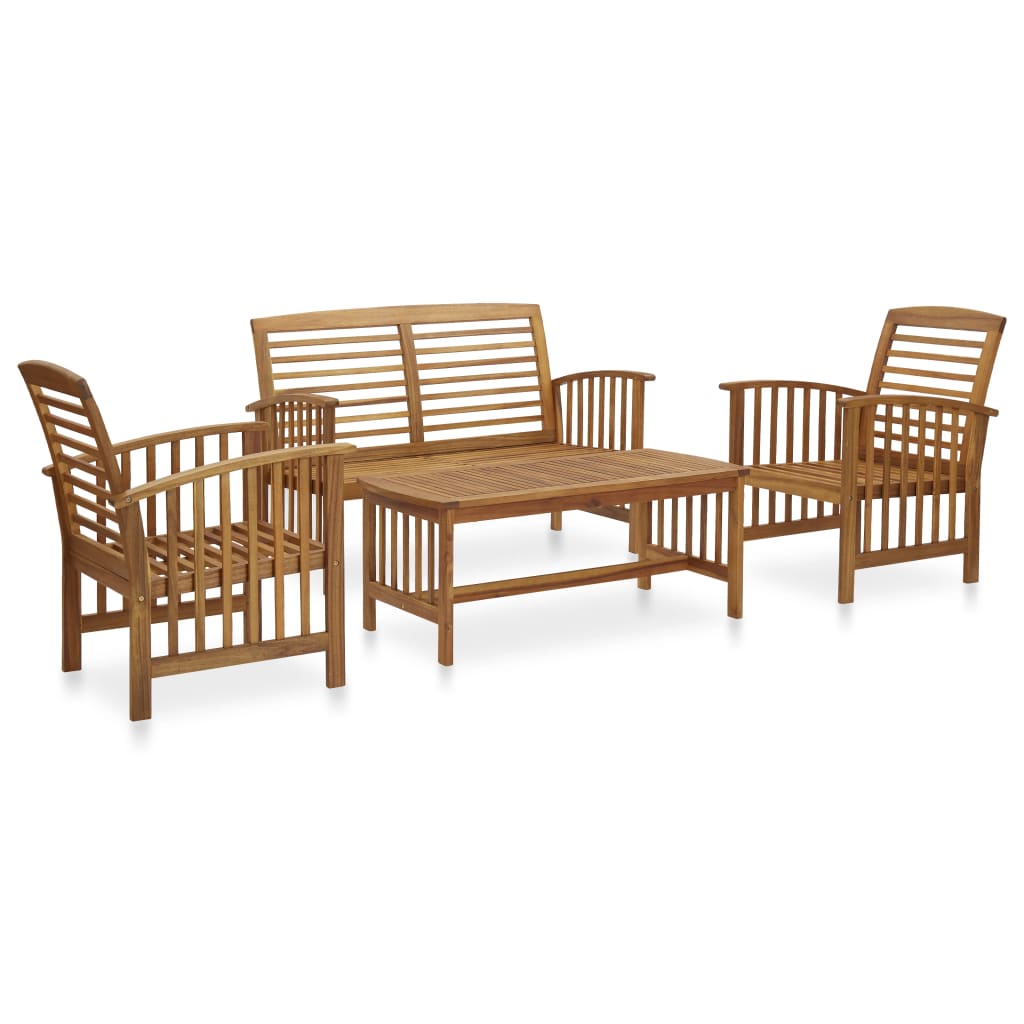 4-Tlg. Garten-Lounge-Set Massivholz Akazie Braun