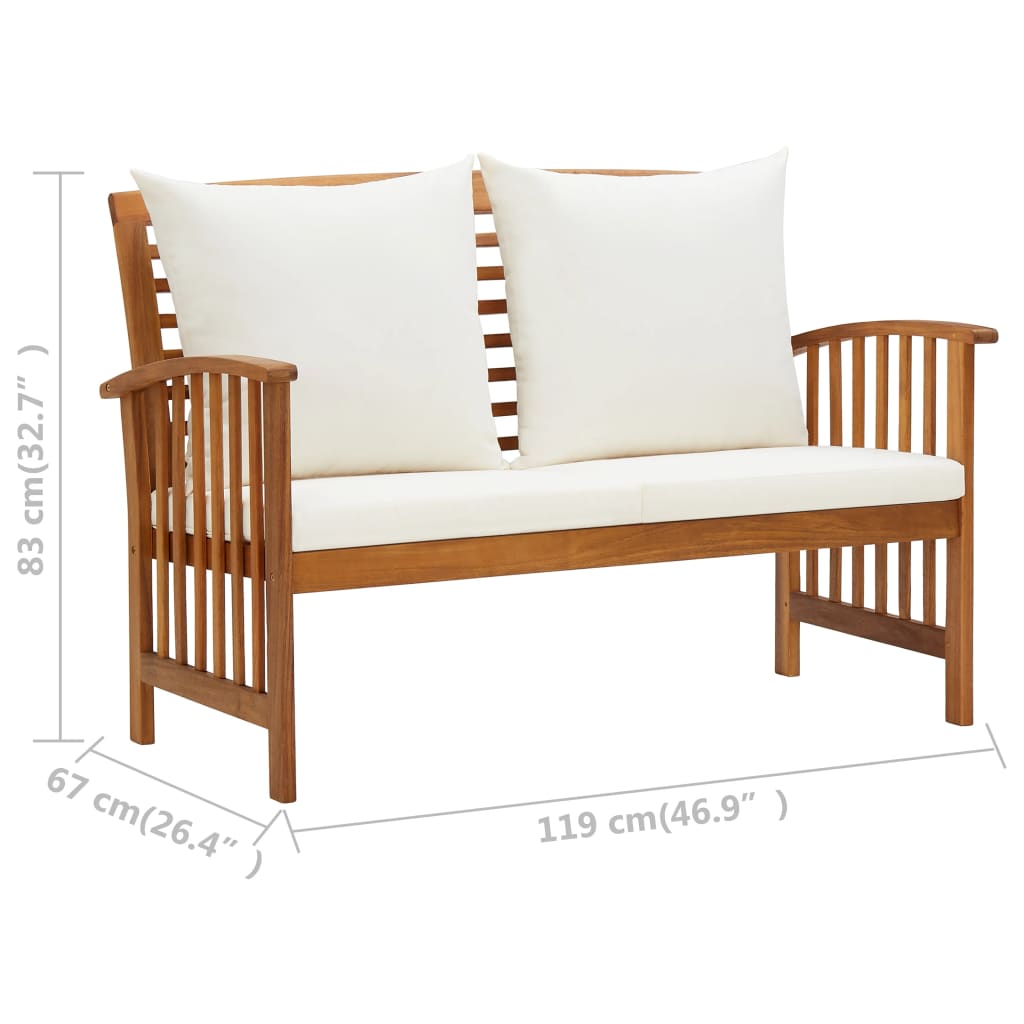 4-Tlg. Garten-Lounge-Set Mit Auflagen Massivholz Akazie Cremeweiß