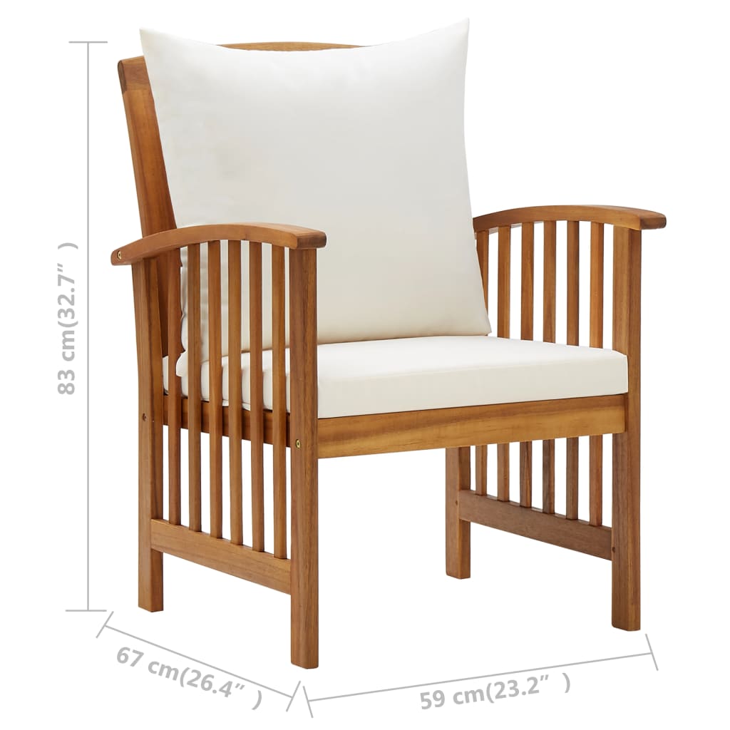 4-Tlg. Garten-Lounge-Set Mit Auflagen Massivholz Akazie Cremeweiß