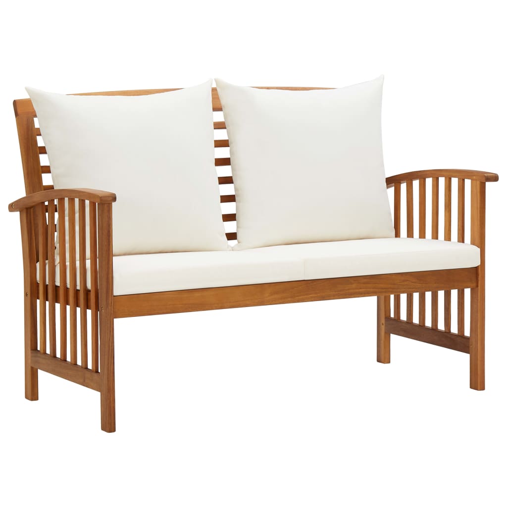 4-Tlg. Garten-Lounge-Set Mit Auflagen Massivholz Akazie Cremeweiß