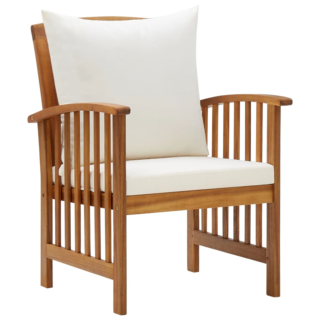 4-Tlg. Garten-Lounge-Set Mit Auflagen Massivholz Akazie Cremeweiß