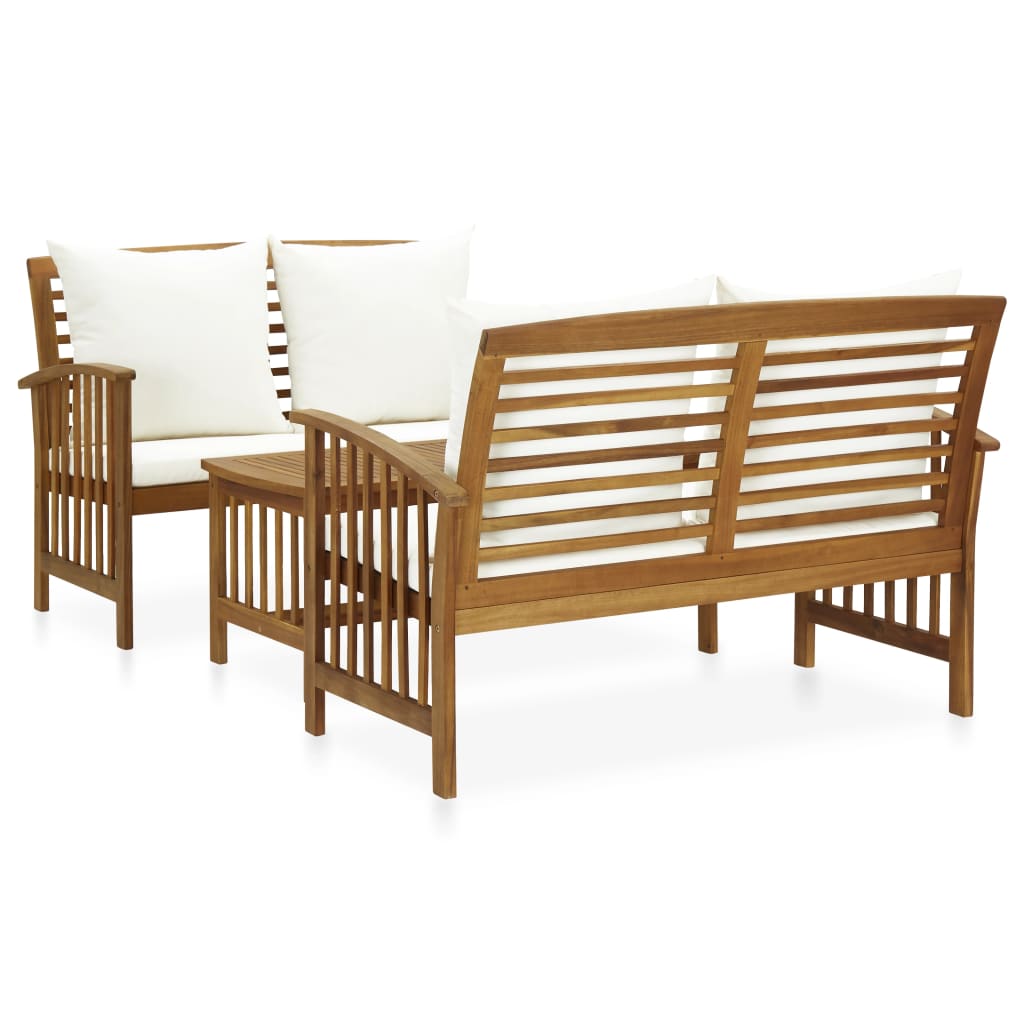 4-Tlg. Garten-Lounge-Set Mit Auflagen Massivholz Akazie Cremeweiß