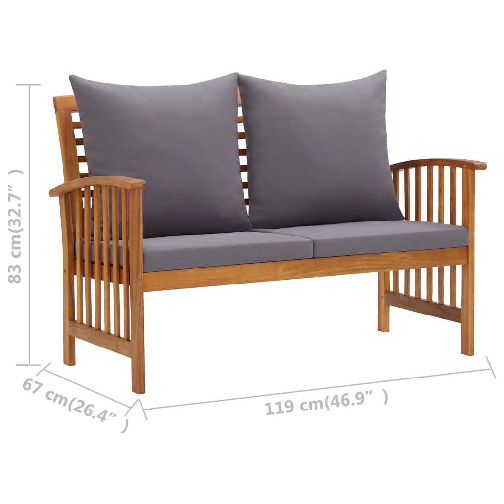 4-Tlg. Garten-Lounge-Set Mit Auflagen Massivholz Akazie Dunkelgrau