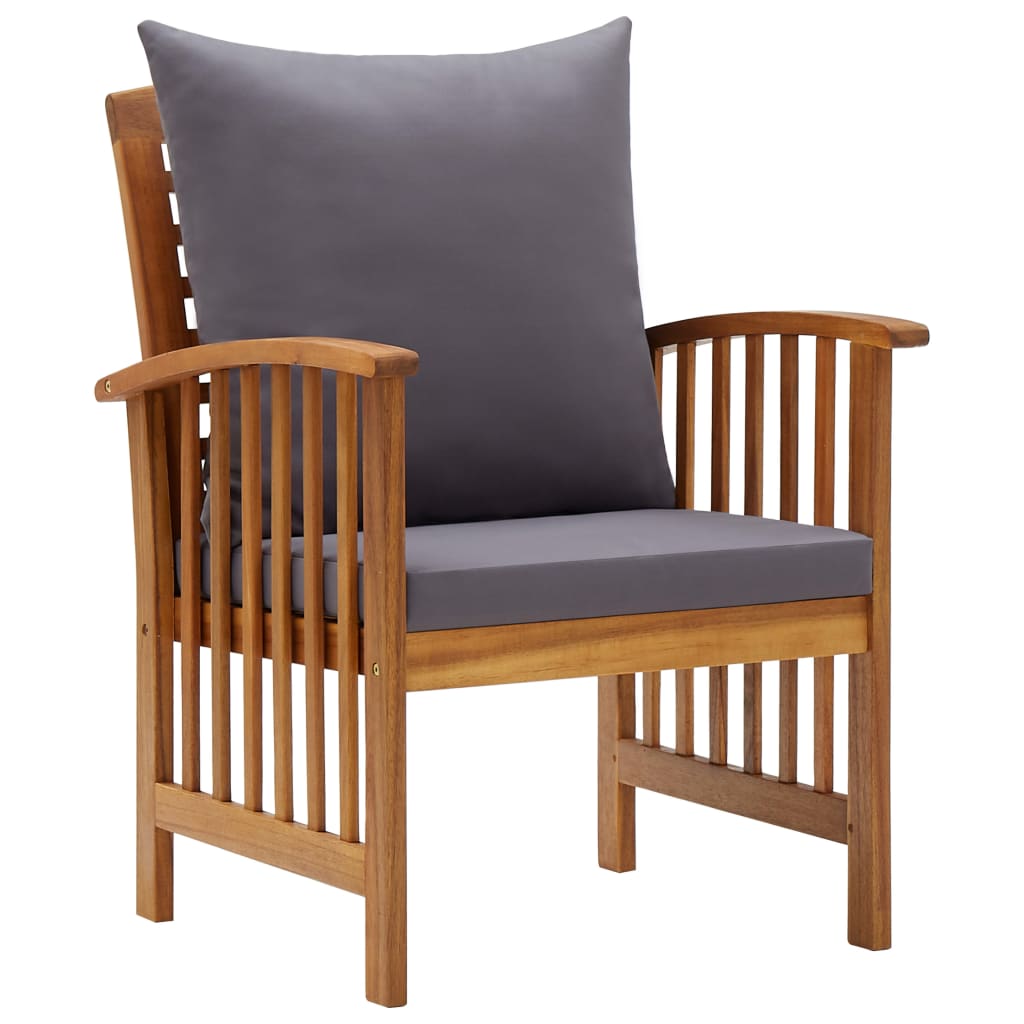 4-Tlg. Garten-Lounge-Set Mit Auflagen Massivholz Akazie Dunkelgrau
