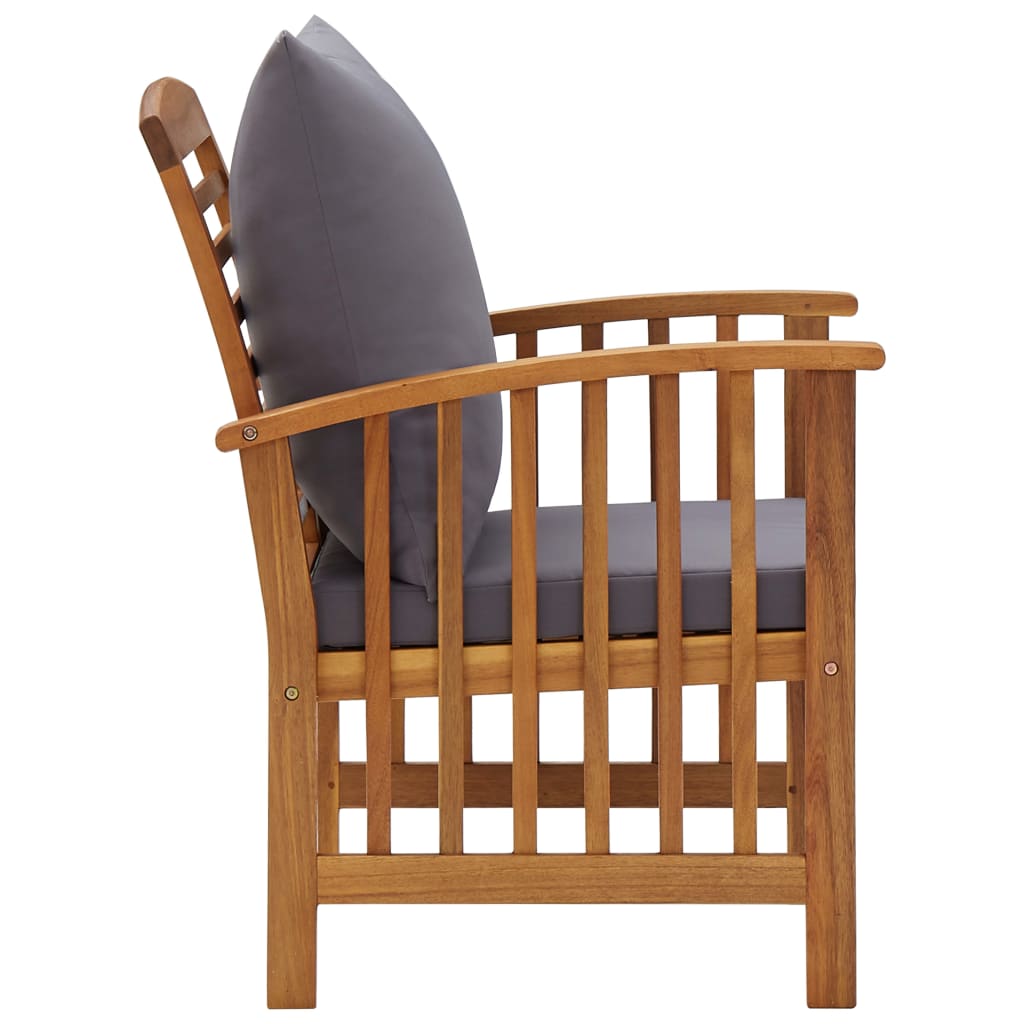 4-Tlg. Garten-Lounge-Set Mit Auflagen Massivholz Akazie Dunkelgrau