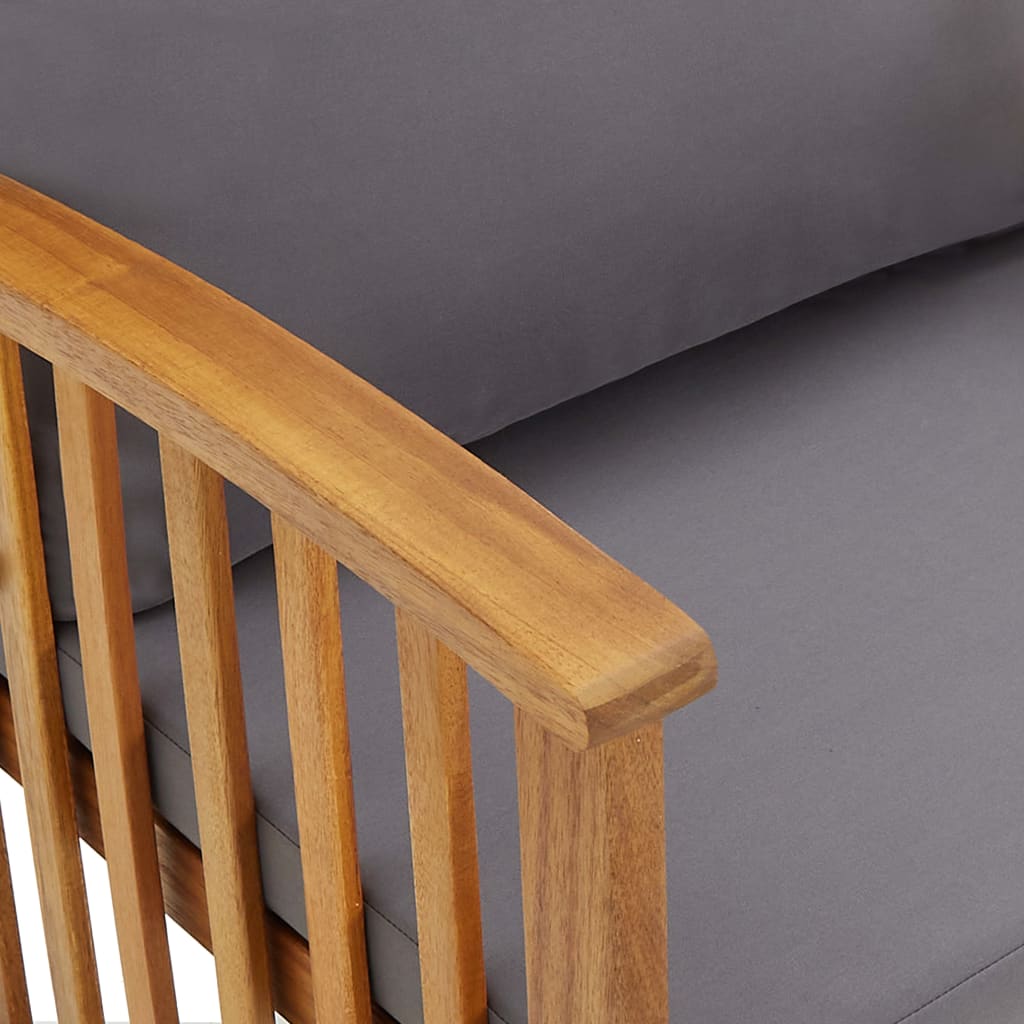 4-Tlg. Garten-Lounge-Set Mit Auflagen Massivholz Akazie Dunkelgrau