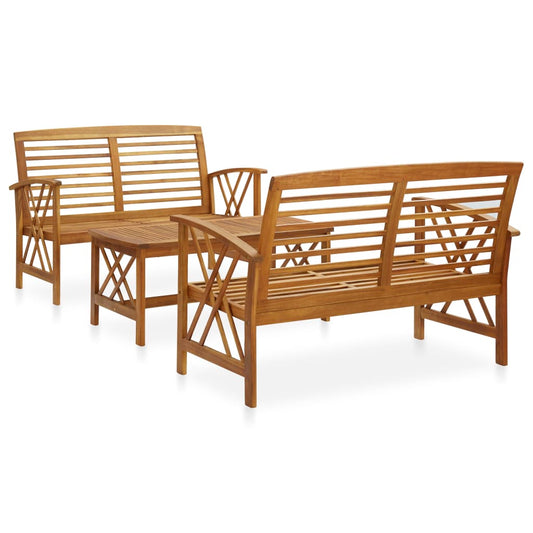 3-Tlg. Garten-Lounge-Set Massivholz Akazie Braun
